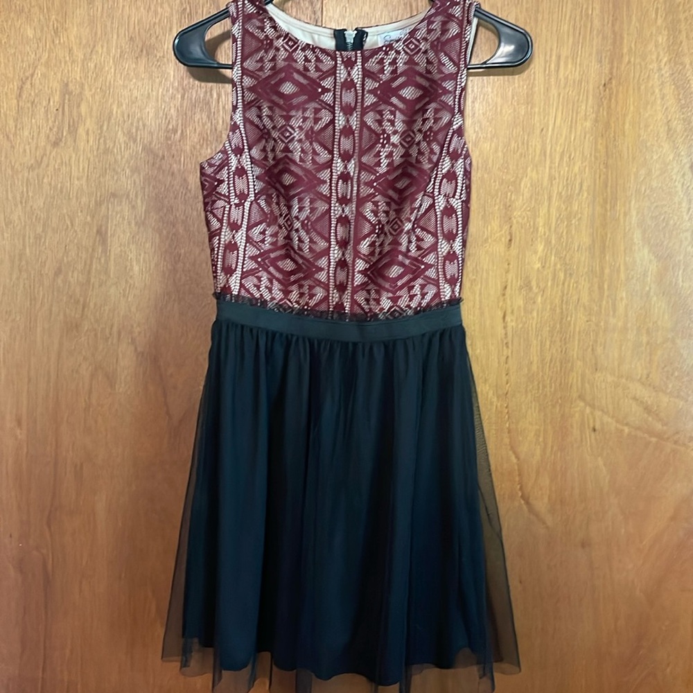 Maroon and black dress